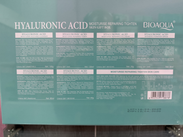 BIOAQUA Kit de ácido hialurónico. Relleno de arrugas y reparación de la barrera cutánea mediante hidratación multicapa